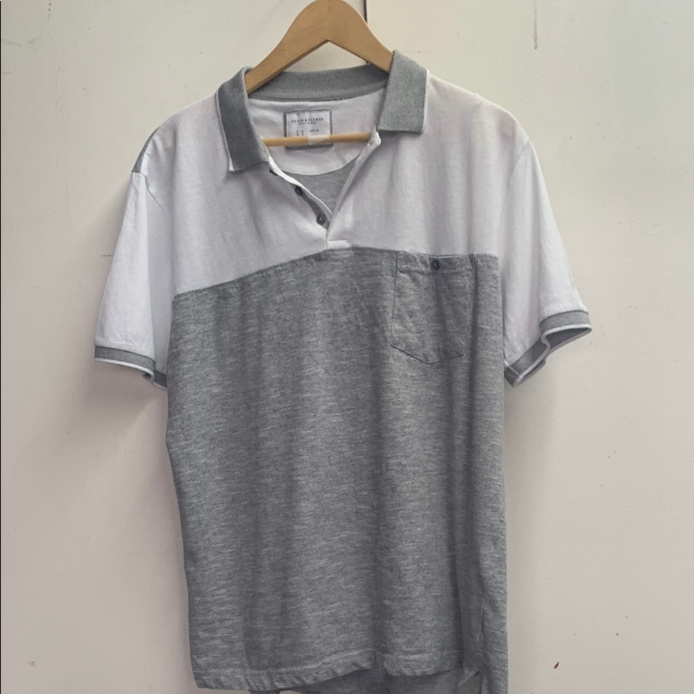 Denim & Flower Gray and White Polo Shirt
